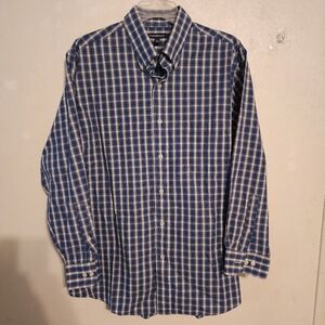 Croft & Barrow Blue Plaid Long Sleeve Button Down Shirt Size 16.5-17 (32/33)